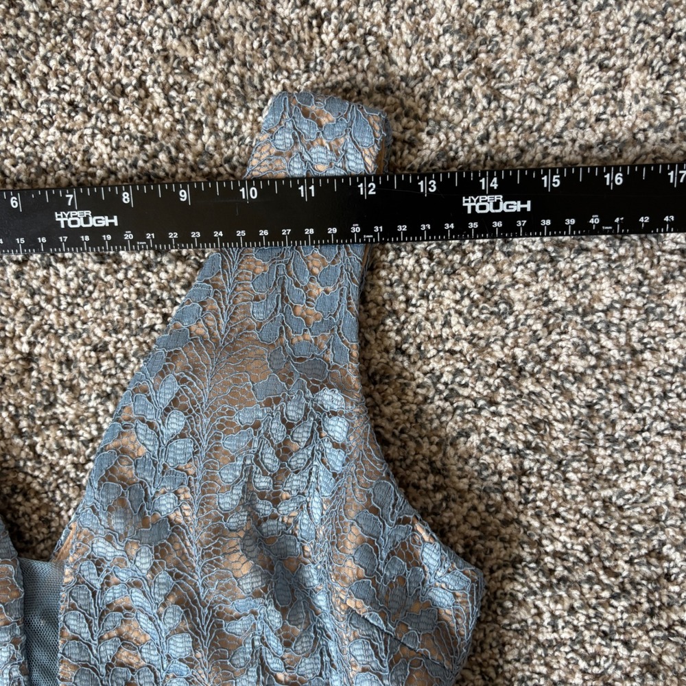 Lulu's Dusty Blue Sleeveless Lace Maxi Dress Eliana Lace V Neck Gown - Picture 9 of 15